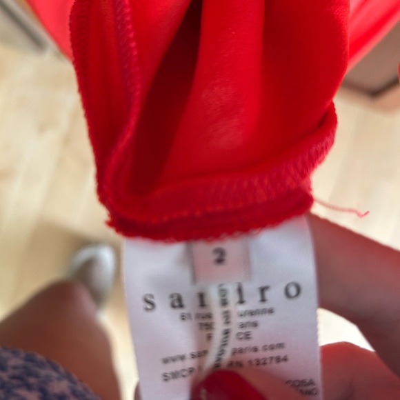 Sandro Red Long Sleeve Open-Back Dress - Picture 6 of 12